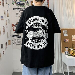 2021港风圆领青春休闲大码运动日系原宿潮流男士短袖宽松7803F35,男装T恤,星座227-7