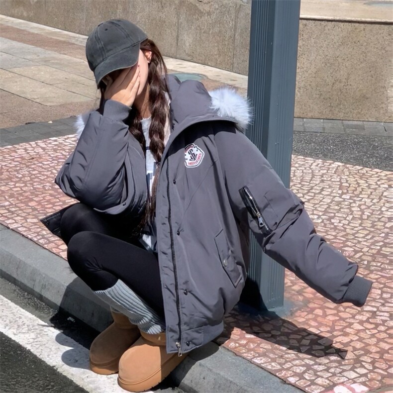 A564-P108连帽毛领派克羽绒棉服保暖冬季男女同款明星,男装棉衣,星座911