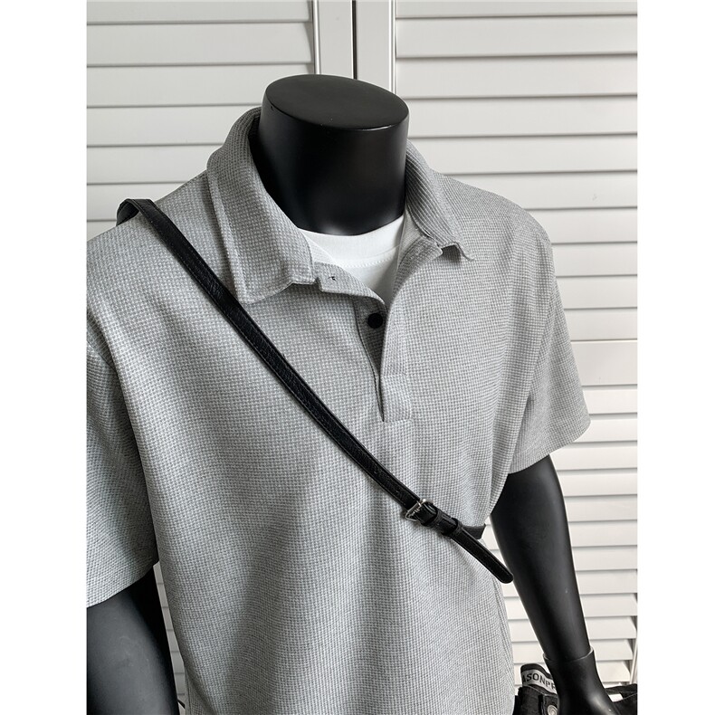 主推华夫格假两件polo衫翻领宽松短袖T恤上衣男H1075特P26，男装T恤，电商A341