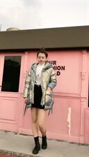 下摆抽绳魔镜色衣，女装棉衣/棉服，帝瀛 DY