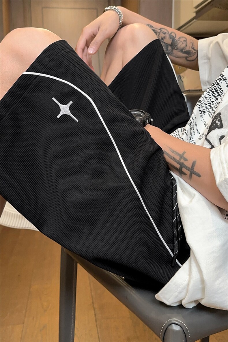 重磅新品男复古百搭简约休闲裤抽绳短裤X416B-1-DK1025-特P30限58,男装休闲裤,星座416B-1