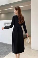 现货2021新款秋装净色连衣裙，女装连衣裙，秀水百合