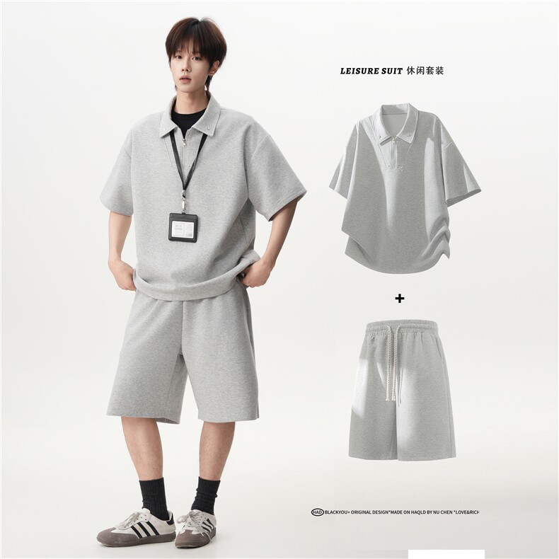 韩系cityboy风休闲两件套都市简约时尚运动休闲套装T926P55控88，男装休闲套装，电商A102B