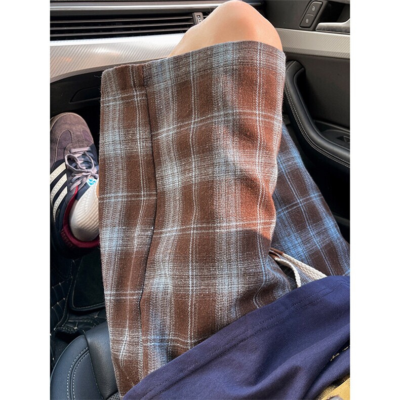 特批P22无差价夏季港风复古格子宽松大码直筒五分短裤男DK5826,男装休闲裤,电商A001