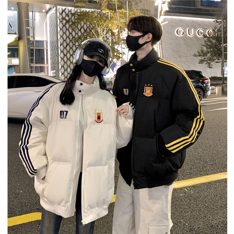 情侣冬装 港风织带棉服 刺绣logo棉衣休闲加厚外套男 G1105 P118图片