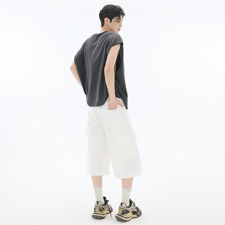 2026夏季新款美式复古褶皱工装裤宽松显瘦阔腿七分裤子YD710-P60,男装牛仔裤,星座509
