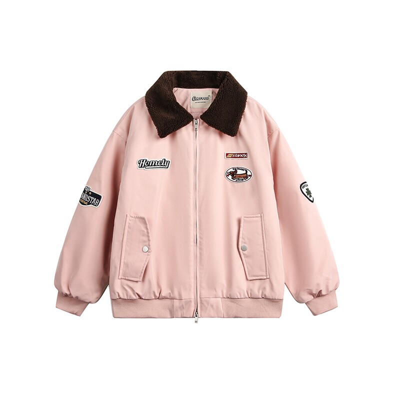 2025冬款翻领摇粒绒拼色绣标棉服-5661-228,男装棉衣,电商S012（CATTEE）