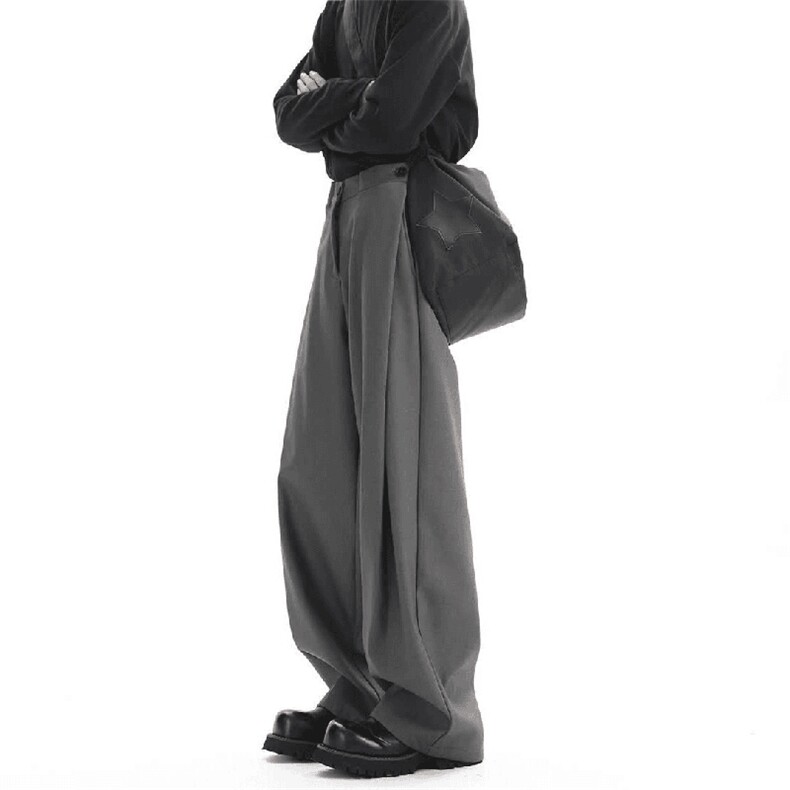 春秋美式高街休闲裤男女垂感阔腿西裤长裤纯色西装裤宽松直筒裤子，男装西服套装，电商A443