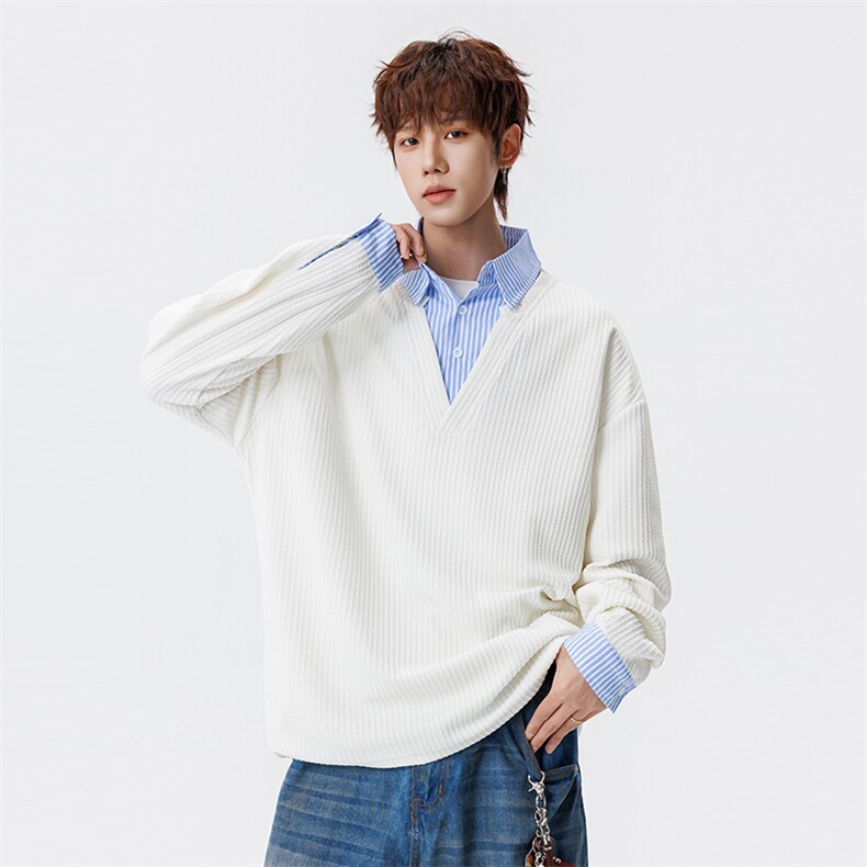 学院风假两件卫衣潮流宽松休闲上衣A161-MT-2603-P48，男装卫衣，电商A161