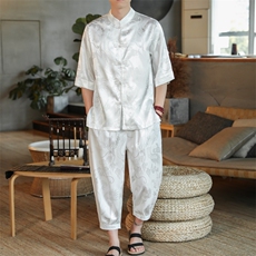 风唐装薄款冰丝民族太极服运动服休闲盘扣中式套装A825P75，男装民族服装，钱塘788(原4013)