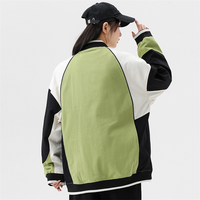 秋季宽松潮流休闲拼色棒球服情侣外套夹克A305-EY3671-P75,男装夹克,电商B306