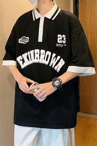1港风polo衫男休闲潮大码情侣风翻领短袖T恤DP7741P45控68图片