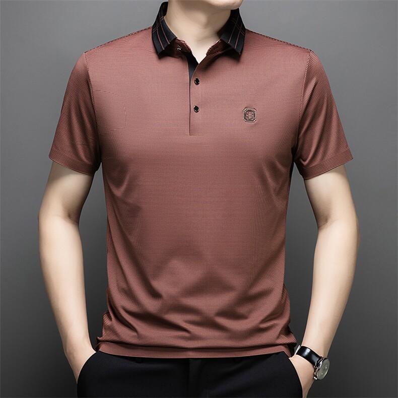 夏季男士短袖polo衫中青年休闲宽松翻领冰丝薄款T恤QSD1262-P60,男装Polo衫,星座1105-3