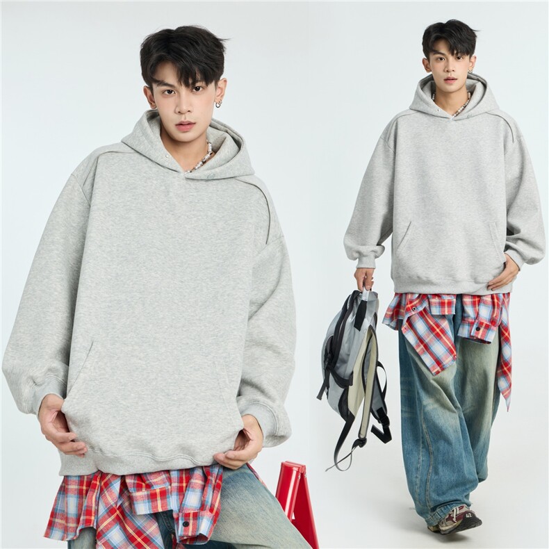 1506-1/GA2770/P49秋冬潮牌小众卫衣男白花灰痞帅连帽衫,男装卫衣,星座1506A