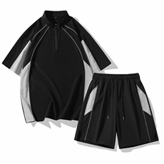 半拉链短袖t恤套装夏季2025新款撞色两件套男A406TZ6927特P58，男装T恤，星座309（原A406）