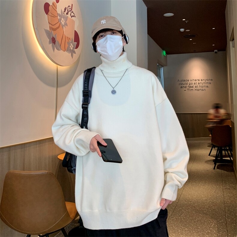 MG8507-JH-MKP35升级重磅两翻领加厚毛衣慵懒风男针织衫高领线衫,男装针织衫/毛衣,星座614