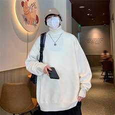 MG8507-JH-MKP35升级重磅两翻领加厚毛衣慵懒风男针织衫高领线衫，男装针织衫/毛衣，星座614