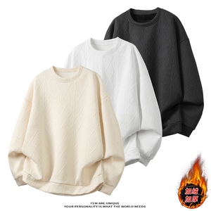 冬装加绒加厚保暖男士套头卫衣时尚银狐绒圆领卫衣W8808-P40