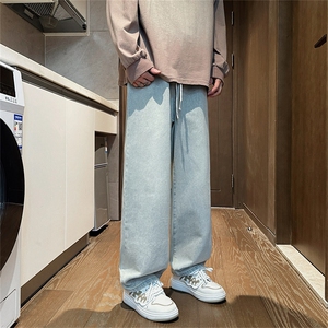 秋季大货高品质港风男士宽松直筒牛仔裤男G100-P35控价58图片