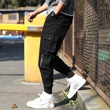 男裤子春季韩版潮流学生收口运动裤宽松休闲九分工装裤GZ02-P45，男装休闲裤，电商A128