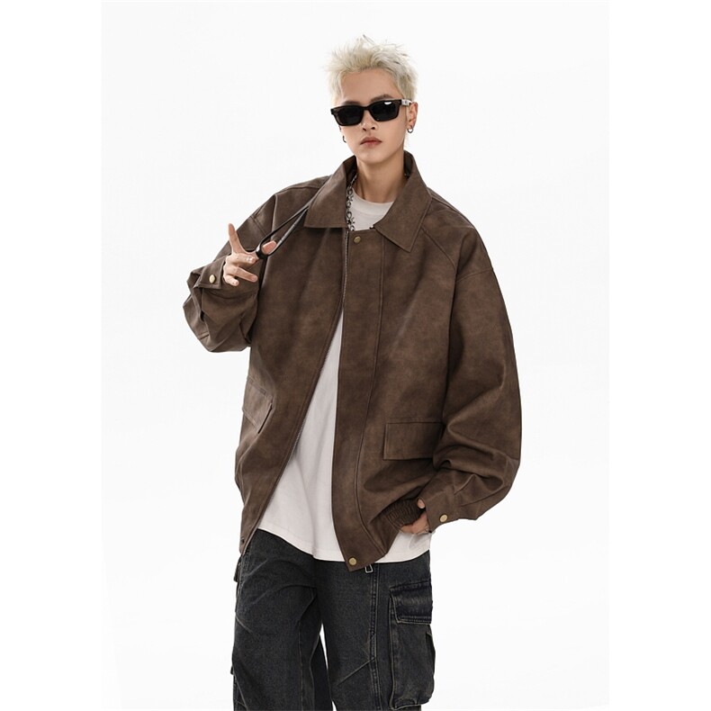 秋季新款港风美式vibe潮牌痞帅翻领夹克男 XZ213-JK9007-P85控108图片
