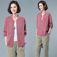 2021年秋季新款卫衣/绒衫长袖纯色开衫外套，女装卫衣/绒衫，简韵佳