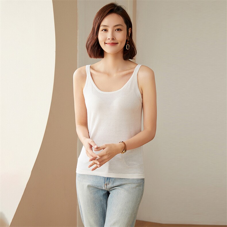 2025新品68支精纺吊带背心女四季可穿简约设计经典流传，女装背心吊带，江帆羊绒