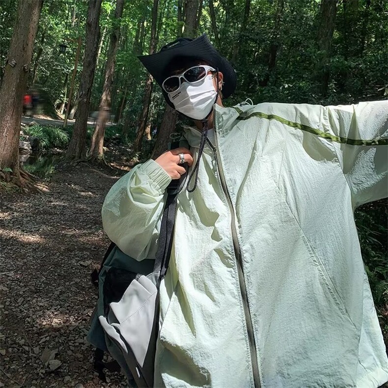 夏季机能连帽冲锋衣户外防紫外线工装休闲百搭男女款防晒外套,男装夹克,星座716-4