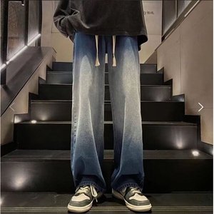 wassup happy美式渐变牛仔裤男款春秋夏季潮流宽松阔腿裤休闲裤子图片