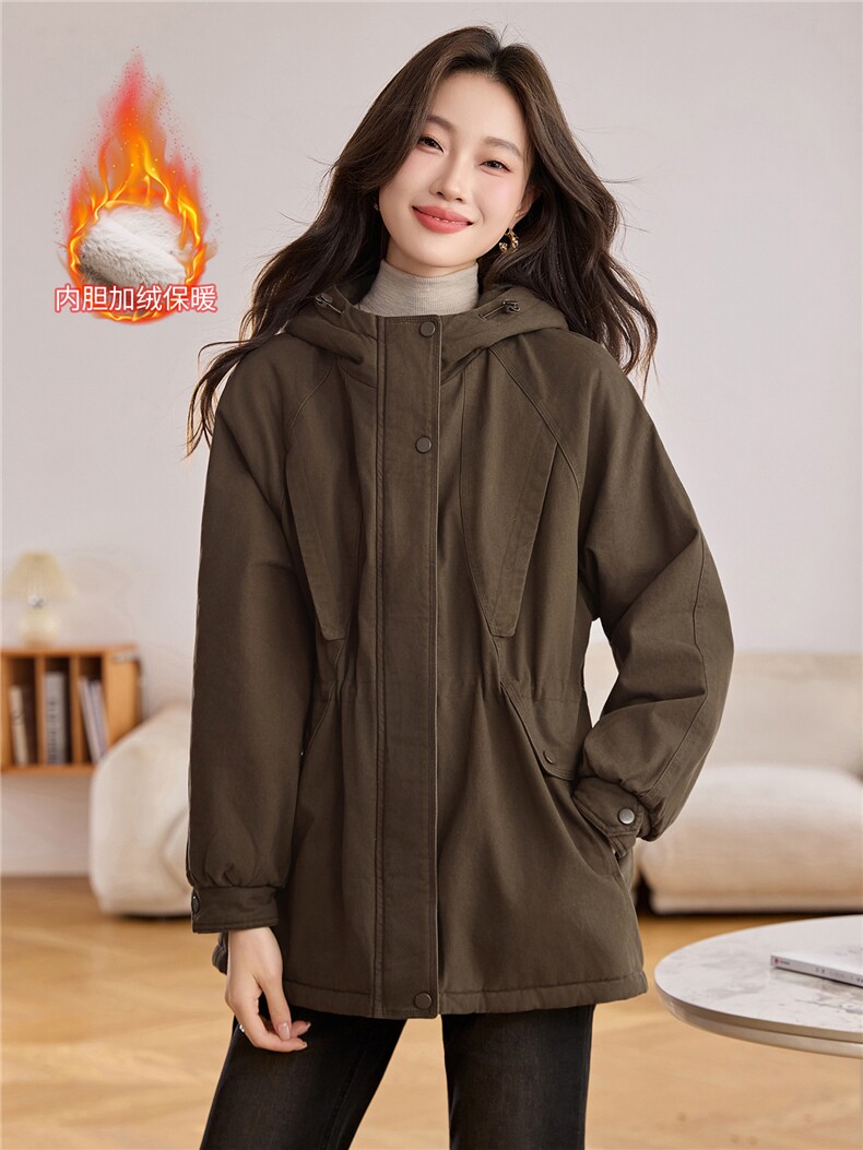 现货！现货！2025冬季新款加绒加厚连帽棉衣棉服女,女装棉衣/棉服,以桐