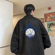麂皮绒夹克男大码立领褂子外套JK85410-P68加绒款-P78，男装夹克，电商A040
