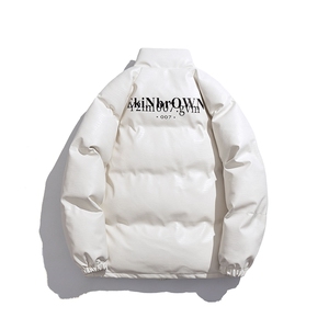 白底鳄鱼纹棉衣男手塞棉夹克PU皮棉服外套男8507P120控158