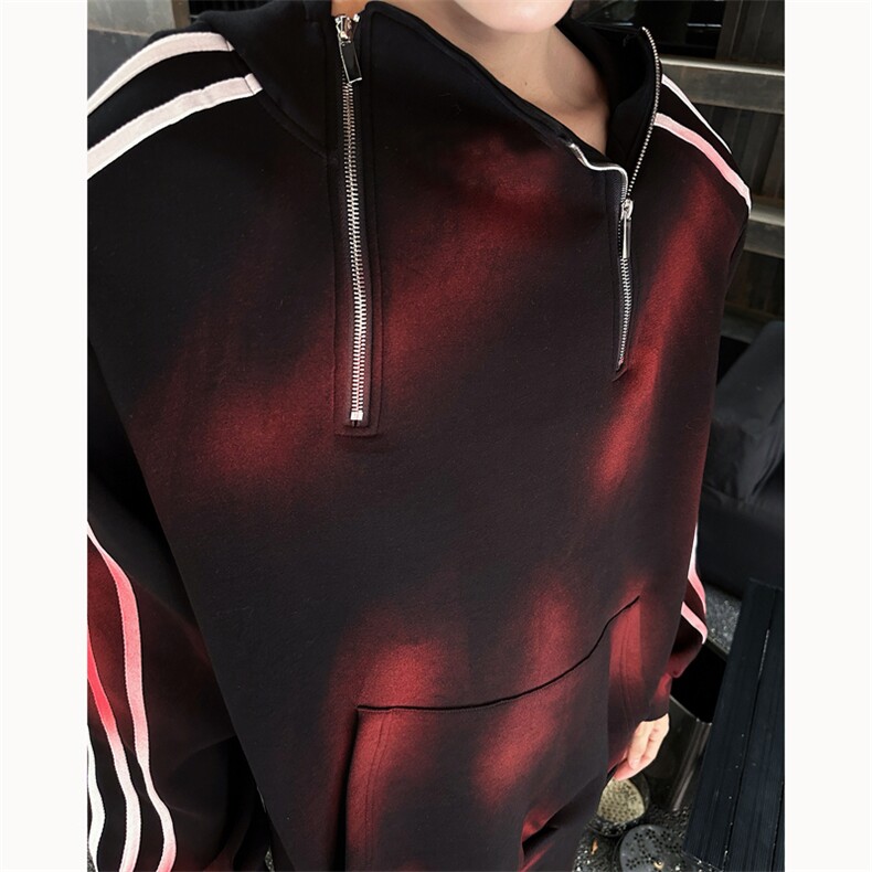 24男手工喷绘条纹运动设计垫肩卫衣休闲套装TZ18-衣服p118裤子p78,男装休闲套装,电商B288