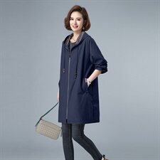 时尚女装风衣修身显瘦四季必备经典百搭舒适面料优雅气质，女装风衣，秋牧寒烟