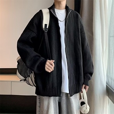 时尚针织开衫毛衣男士冬秋季潮纯色帅气长袖双拉链外套M5687/P60，男装针织衫/毛衣，星座506