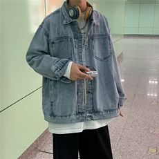 牛仔外套男秋季潮牌休闲夹克港风宽松学生工装上衣服JK140P58，男装夹克，星座410-2