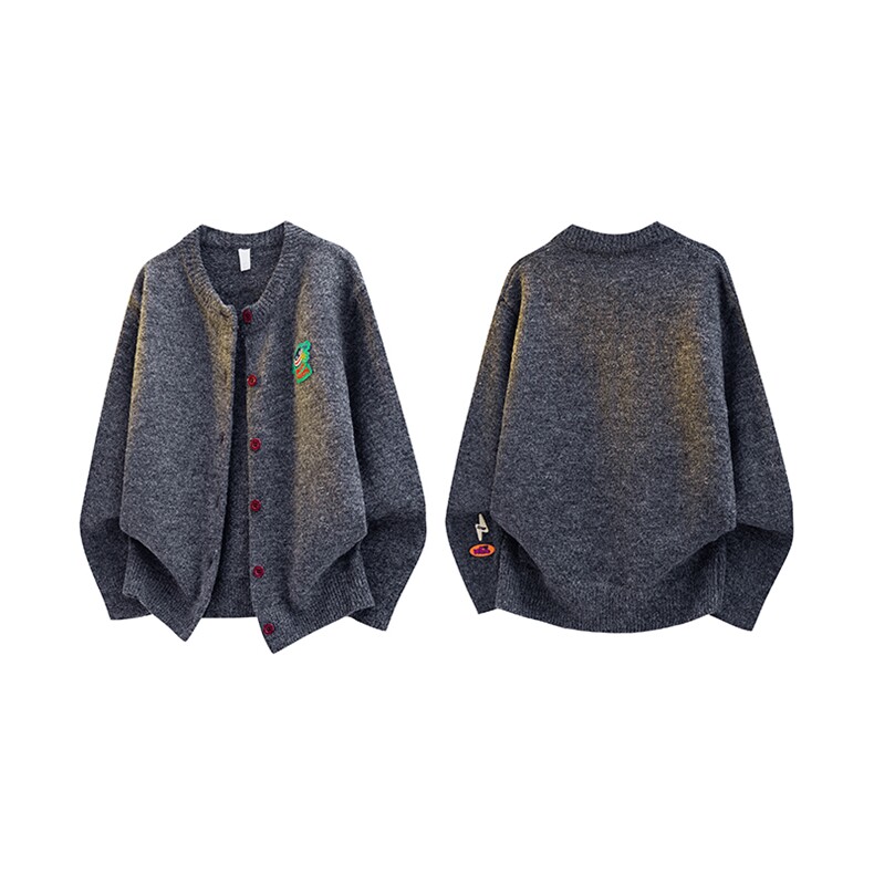 3D图美式撞色纽扣卡通刺绣长袖针织开衫毛衣A025-GM19577-P58,男装针织衫/毛衣,电商A025
