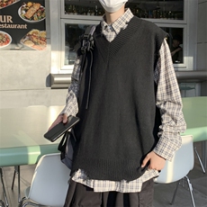 港风V领毛衣外套男宽松慵懒秋冬针织马甲潮牌春秋款背心M176-P32，男装针织衫/毛衣，星座512-4