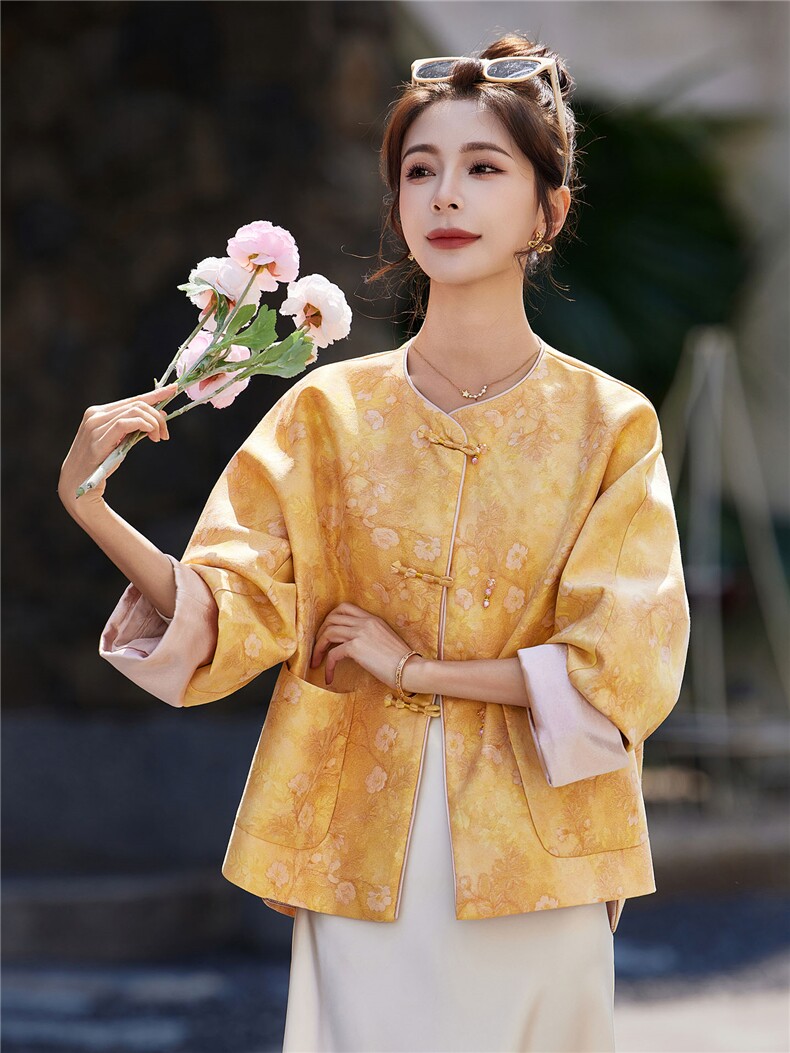 中式2026年春季宽松立体贴袋春秋短外套,女装短外套,靓衣阁