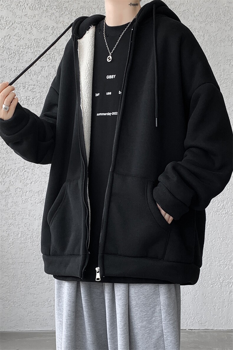 8XL-M高品质！卫衣厚外套男加绒加厚开衫羊羔毛卫衣WY13P68控88,男装卫衣,电商D206-1