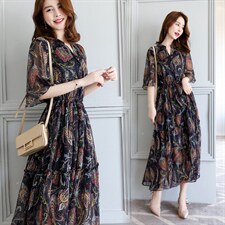 方领收腰连衣裙女夏季2025新款高腰显瘦a字短裙胖mm大码，女装连衣裙，木橙西子