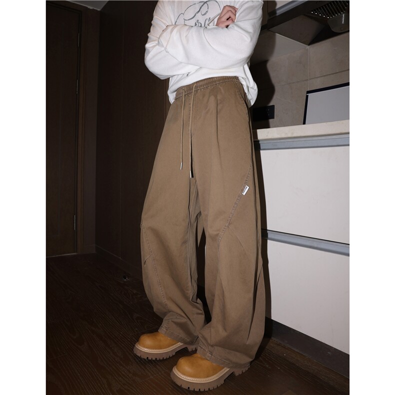 抖音品质夏季新款潮流褶皱弯刀宽松休闲裤B315-K25724-特p48控88,男装休闲裤,电商B315