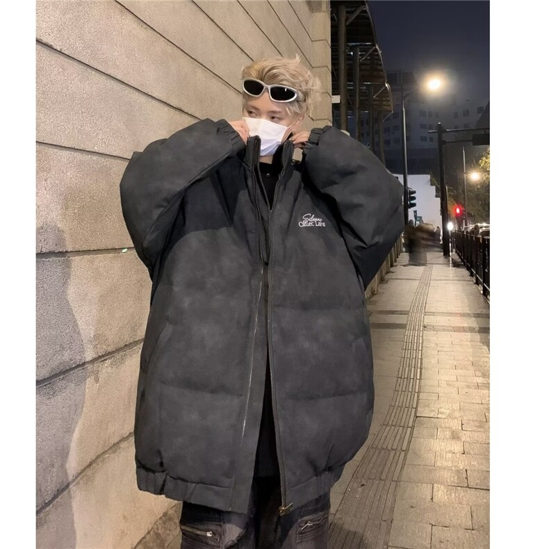 冬季鹿皮绒立领棉衣外套男刺绣做旧美式保暖运动加厚棉服M9052,男装棉衣,星座506