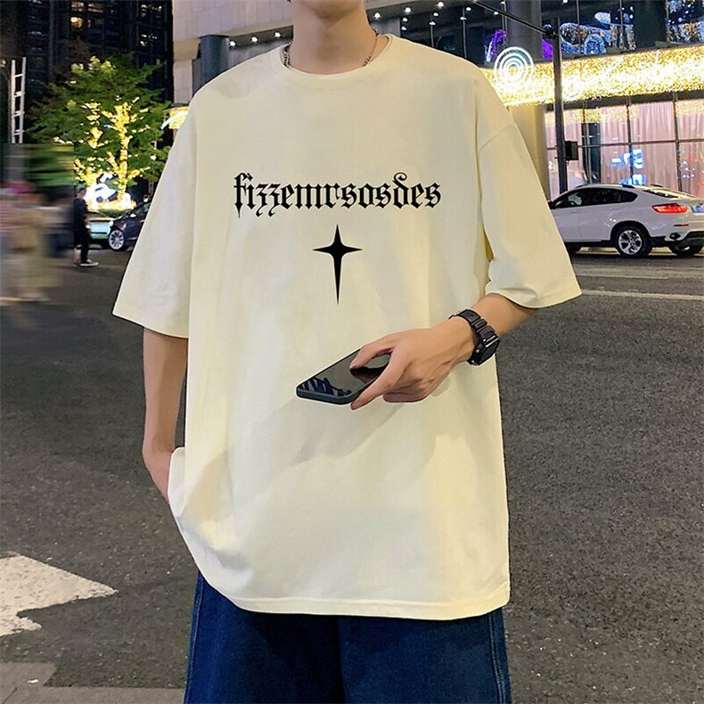 T686大码宽松纯棉运动圆领体恤衫oversize短袖T恤男重磅T,男装T恤,星座304A-1