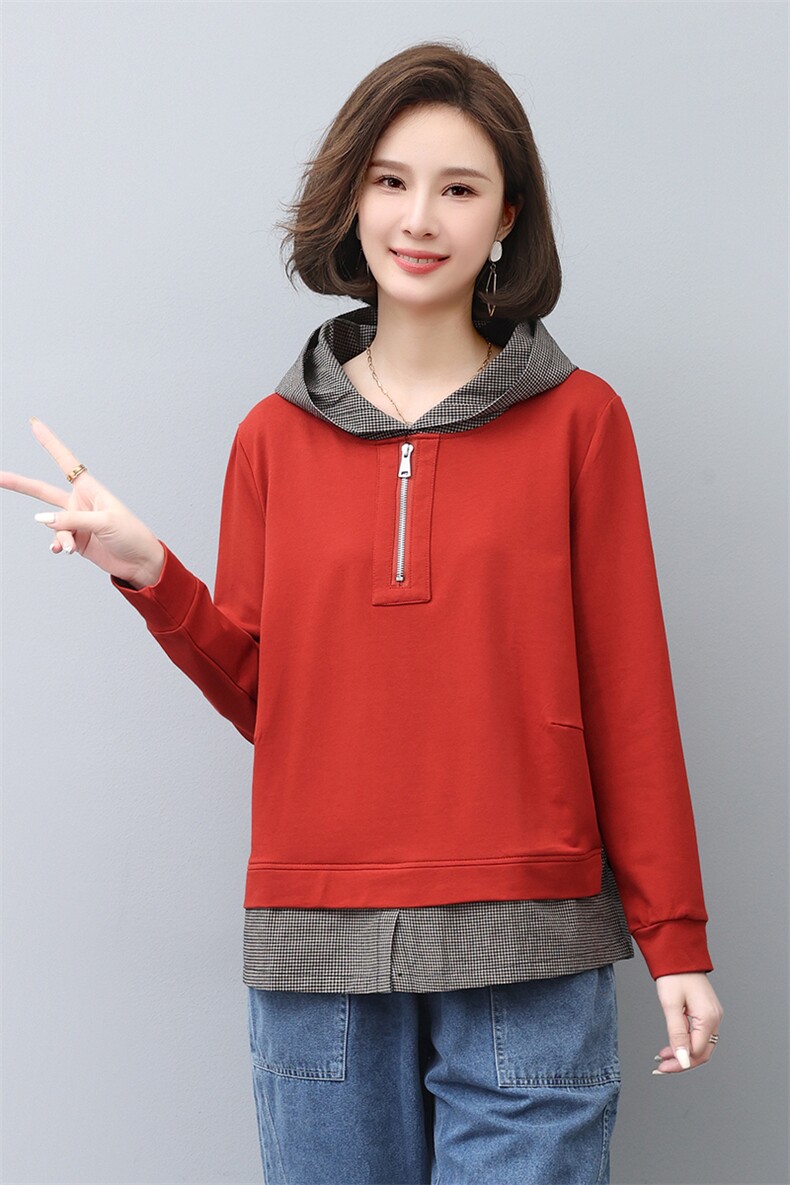时尚宽松连帽卫衣女秋冬季新款加厚保暖长袖上衣休闲百搭外套,女装卫衣/绒衫,叶笙衣