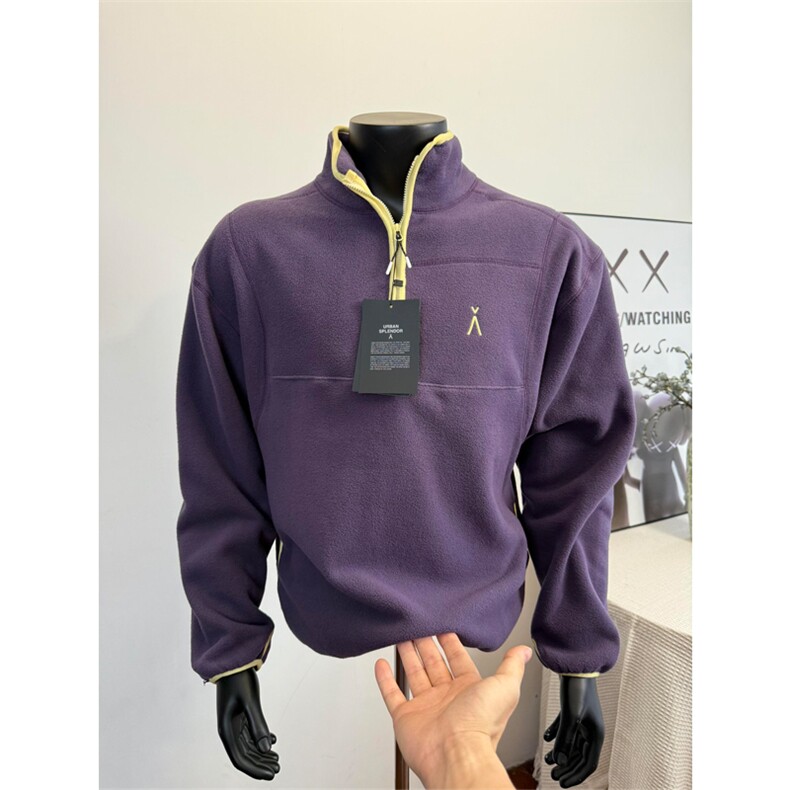 高品户外山系半拉链立领撞色双面摇粒绒外套卫衣男女A1095-P65，女装短外套，星座1505