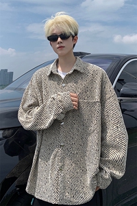 衬衫男秋季新款港风宽松大码小香风长袖衬衣CS7002-P42图片