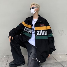 美式高街赛车服男外套上衣服潮流情侣痞帅机车夹克J42-P73，男装夹克，星座1109-3