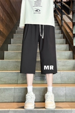 QK72253-P25冰丝七分裤男大码速干短裤男五分裤港风风格，男装休闲裤，电商A040