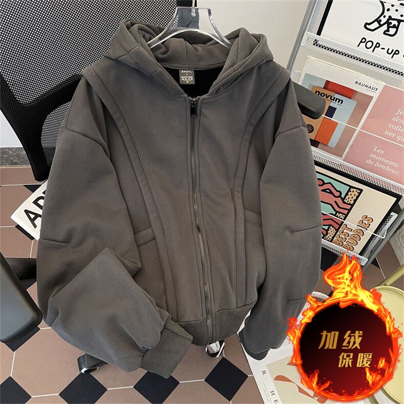 加绒加厚冬款男连帽棉衣保暖卫衣拼接外套WY8104P93,男装卫衣,星座1013-1